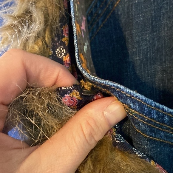 Oilily Girls Bohemian Jean Denim Wrap Dress with Faux Fur Collar Size 12Y - Picture 15 of 15